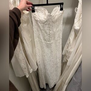 Peppermayo Strapless White Lace Dress